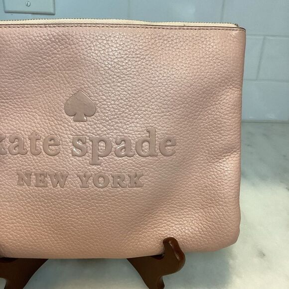 Kate Spade Sienne Logo Large Pebbled Leather Tassel Pouch Clutch - Picture 3 of 16